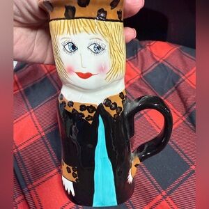 Susan Paley Lucy Latte GANZ Ceramic Mug with Artistic Design Lady with Hat
